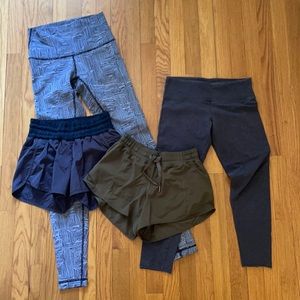 Lululemon leggings and shorts. Bundle. Sizes range from 4 to 6.